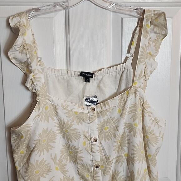 Torrid Daisy Daydream Duofold Ruffle Button Front Tank, NWT, 3X - Picture 3 of 8